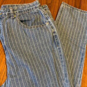 Nasty Gal Pin Stripe Denim 90s Mom Jeans Size 10